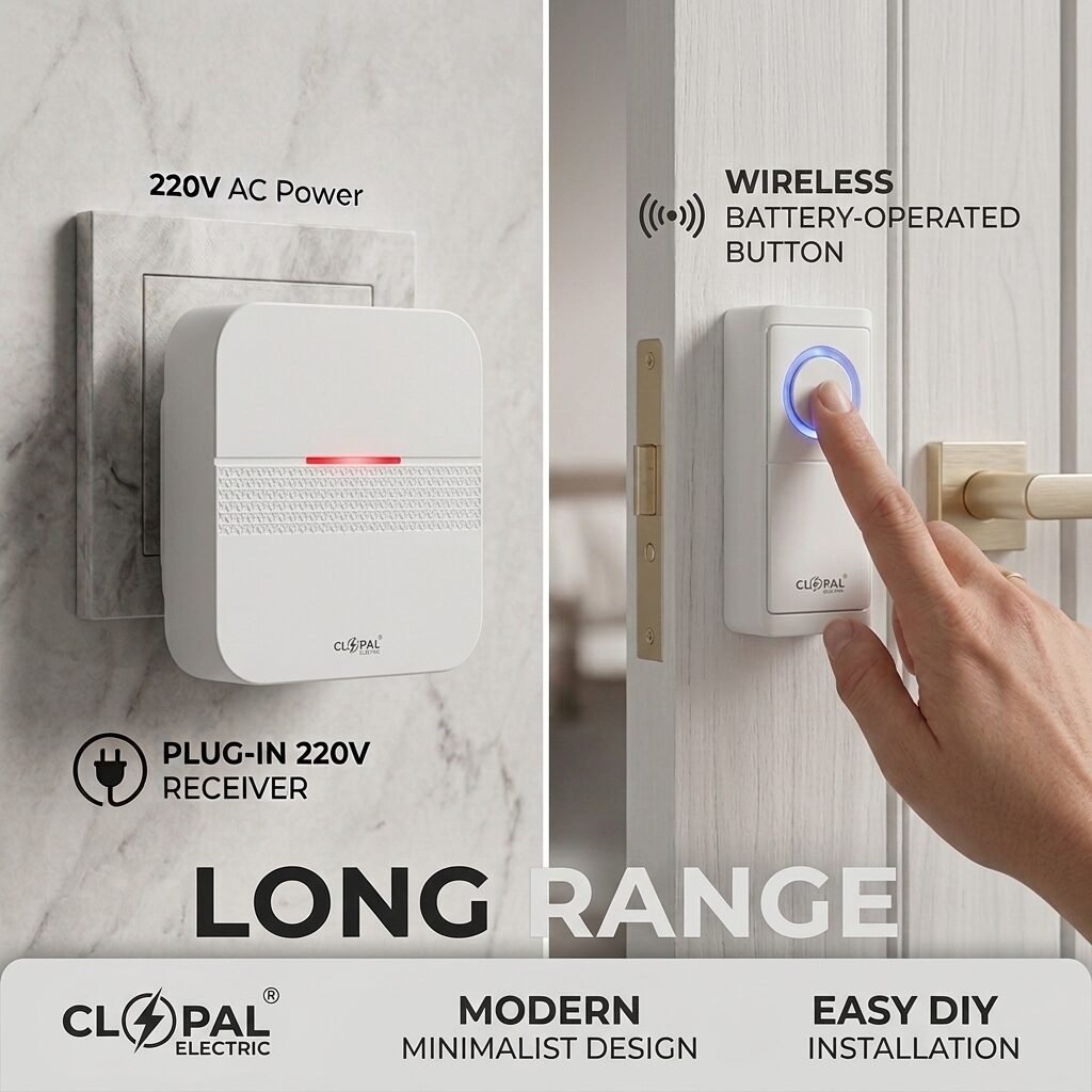 Clopal 024E-W Wireless Door Bell Single 220V - White