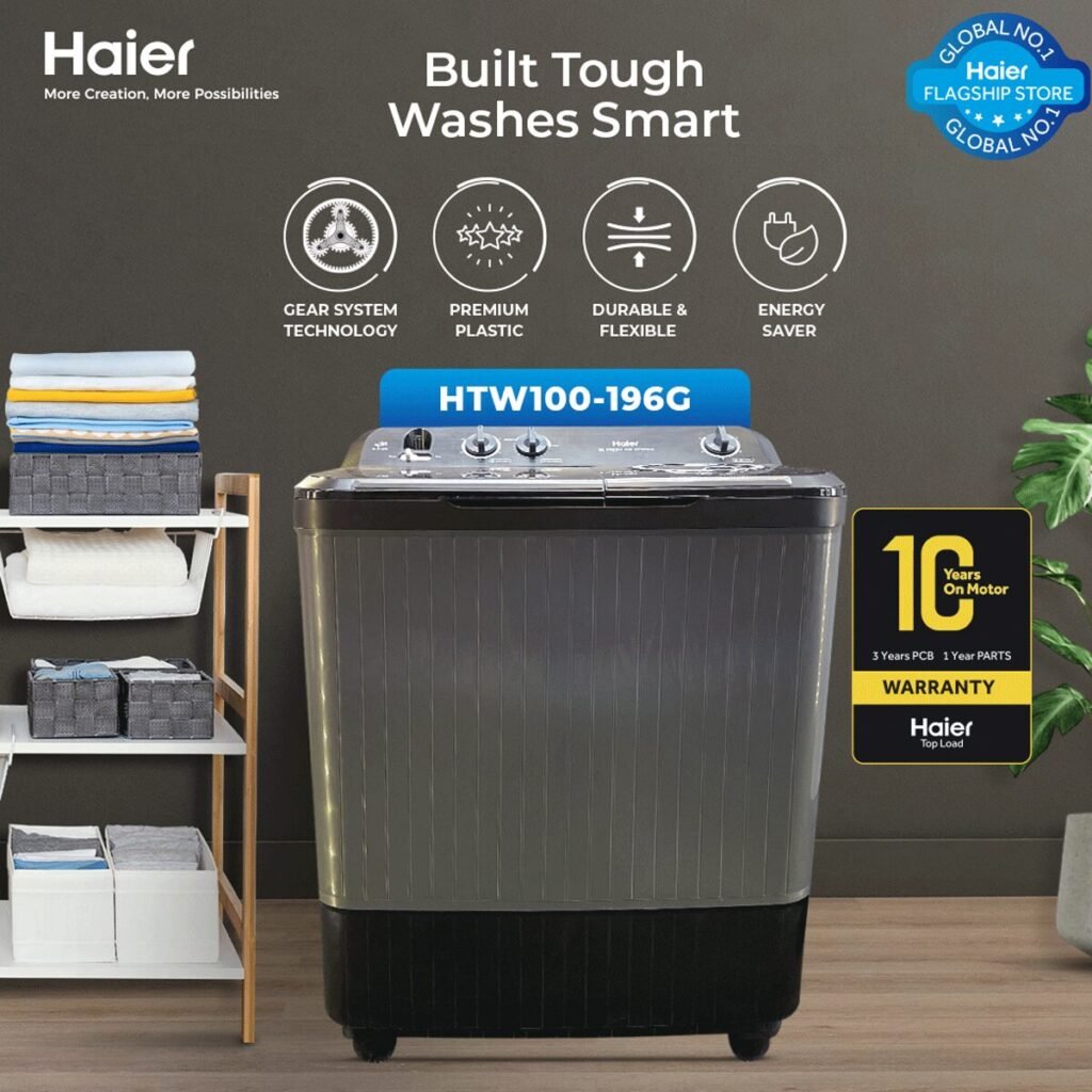 Haier HTW-100196G Twin Tub Semi Automatic Washing Machine 10 kg