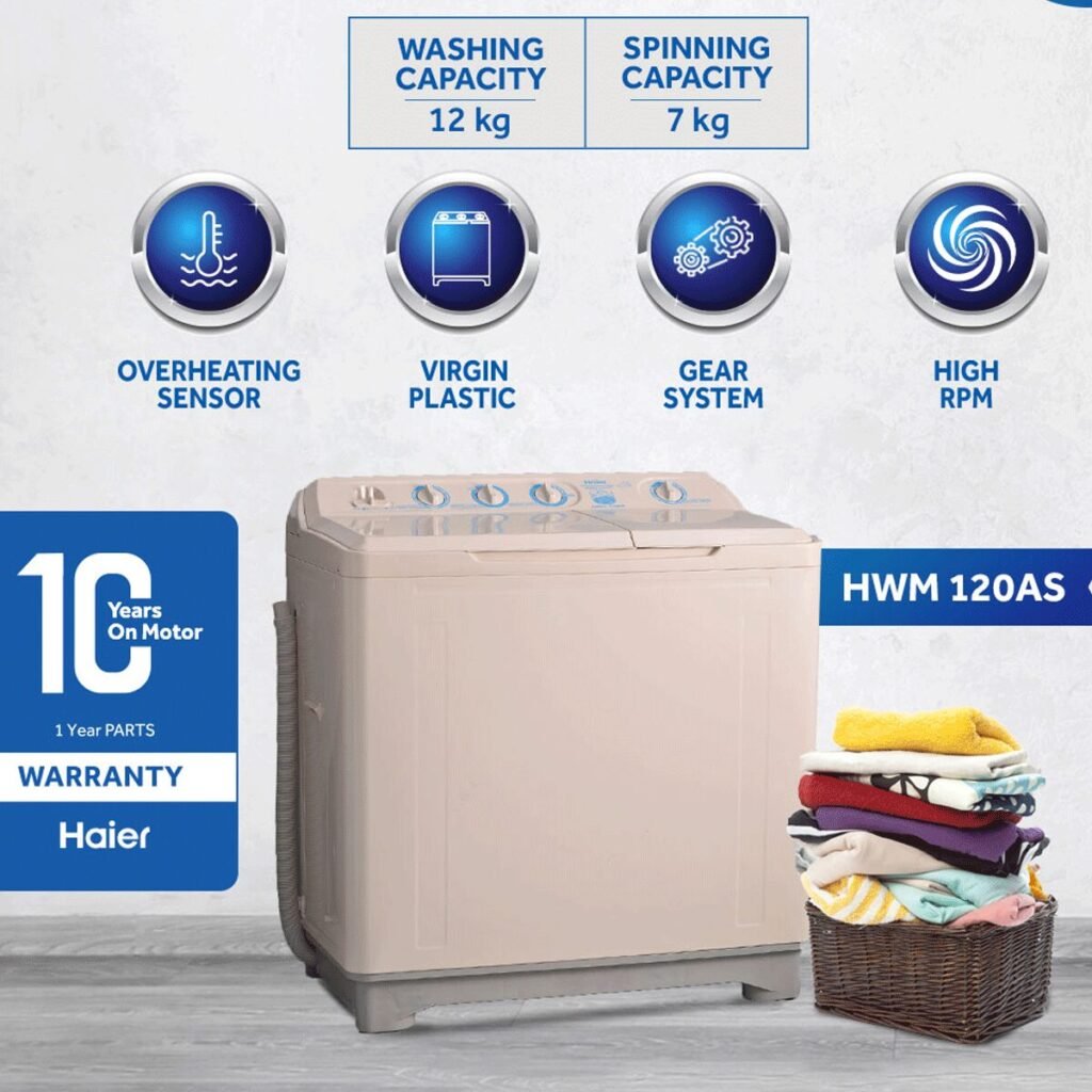 Haier HWM-120-AS Semi Automatic Washing Machine 12 kg