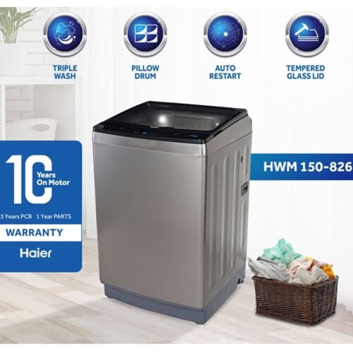 Haier 15KG Top Load Washing Machine HWM 150-826S6 Grey | 1300 RPM Digital