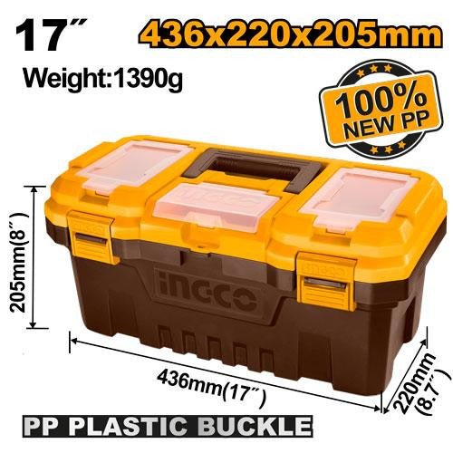 INGCO 17" Plastic tool box metal buckle PBX1702
