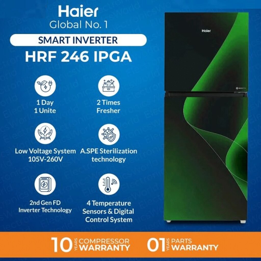Haier HRF-246IPGA/IPRA Smart Inverter Refrigerator 9 CFT