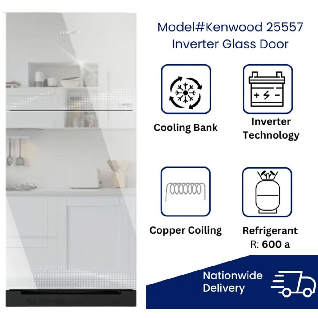 Kenwood Inverter Glass Door Freezer-on-top Refrigerator 15-CFT (KRF-25557)