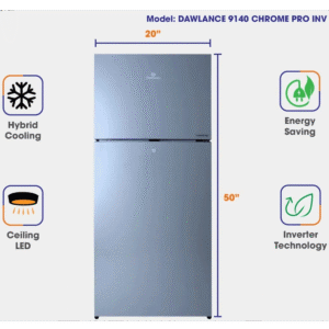 Dawlance 9140 Chrome Pro Inverter Double Door Refrigerator 8 CFT