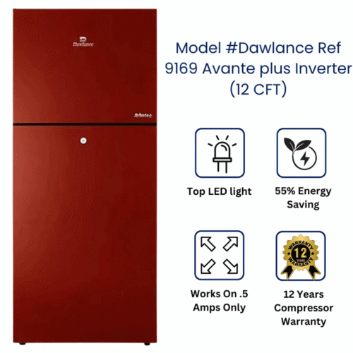 9169.png Dawlance 9169WB Avante+ Glass Door Inverter Refrigerator 12 CFT