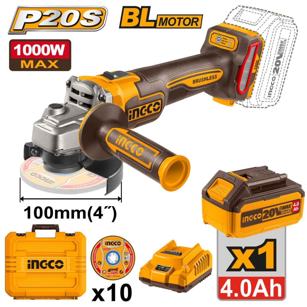 INGCO Cordless angle grinder 20v CAGLI271031