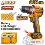 INGCO Compact Brushless Cordless Drill 20v CDLI206681