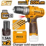 INGCO Cordless impact drill 12v CIDLI12202