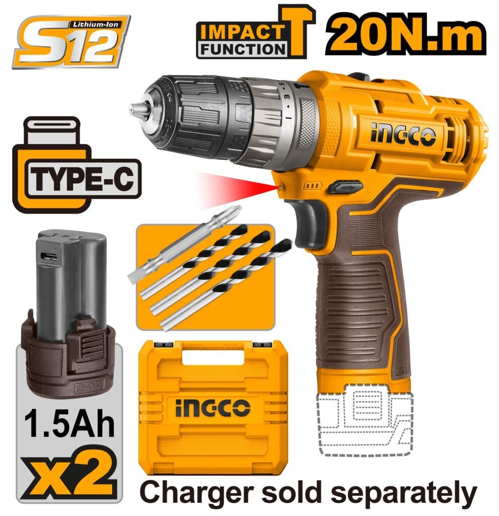 INGCO Cordless impact drill 12v CIDLI12202