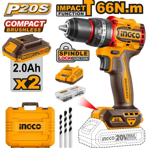 CIDLI20668.jpg INGCO Compact Brushless Cordless Impact Drill 20v CIDLI20668