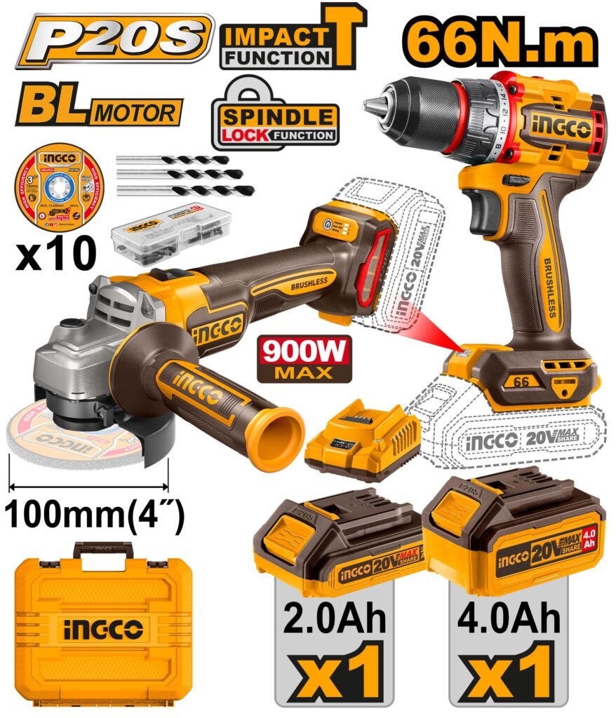 Ingco Cordless 2 pcs combo kit 20v CKLI2027310