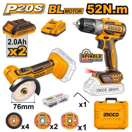 INGCO Cordless 2 pcs combo kit 20v CKLI20278