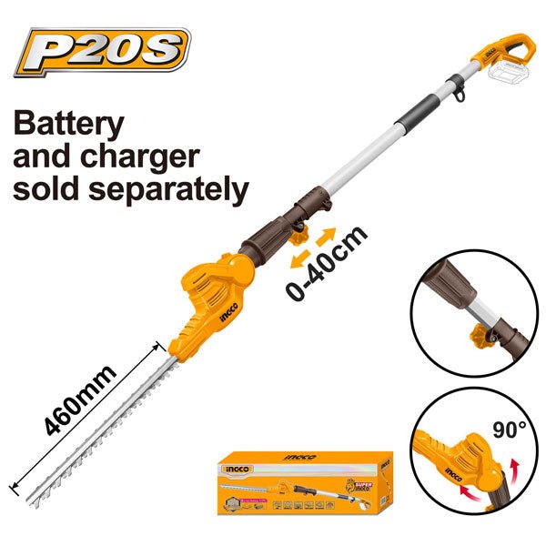 INGCO CPHT201601 20V Pole Hedge Trimmer