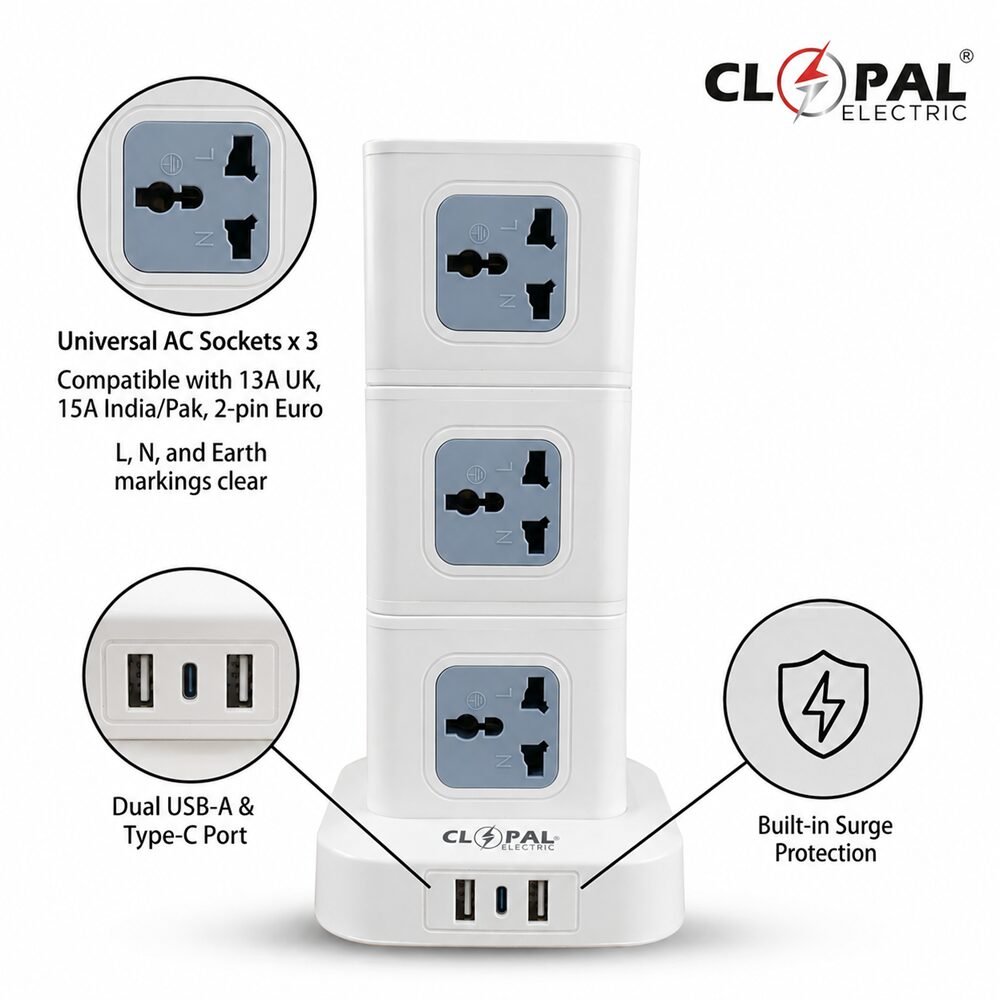 Clopal Clopal-Ext-Tower13-large Cube Extension Socket