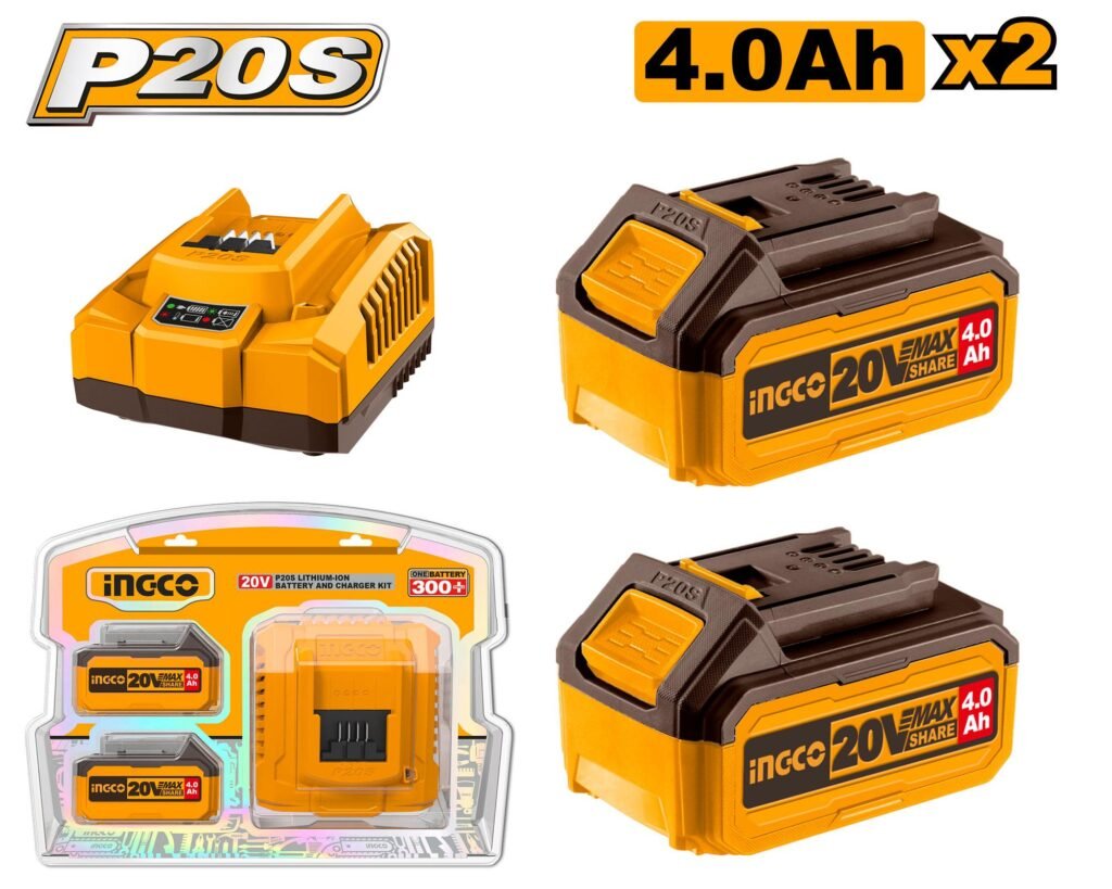 INGCO P20S Lithium-Ion battery and charger kit 20V FBCPK1424