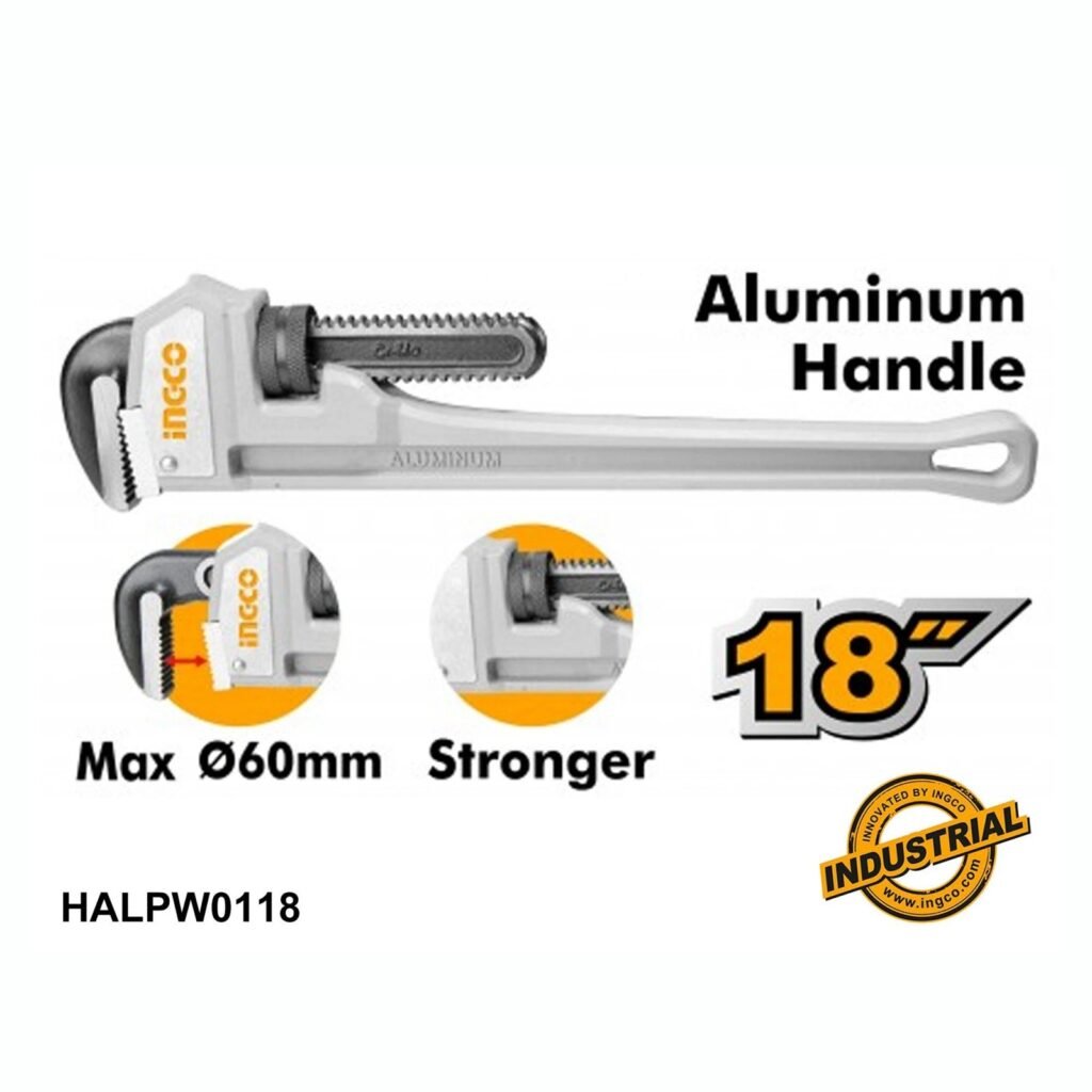 INGCO Aluminum handle pipe wrench 18" HALPW0118