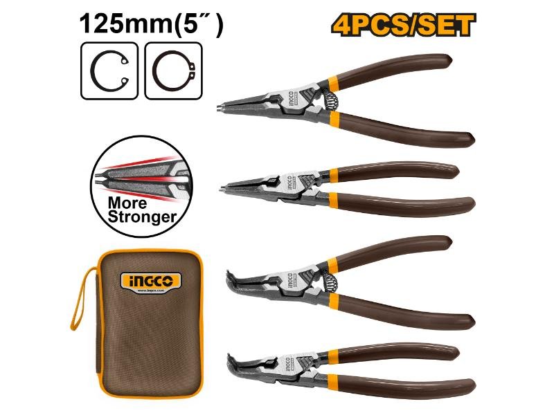 INGCO 4 Pcs circlip pliers set 125mm HCCPS26125
