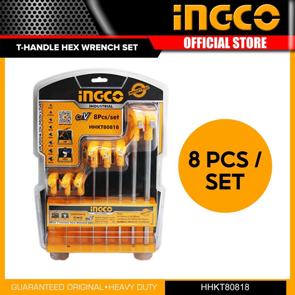 INGCO 8 Pcs T-handle hex wrench set HHKT80818