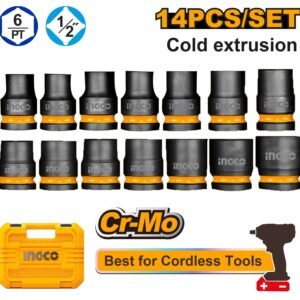 INGCO 14 Pcs 1/2"DR. Impact socket set HKISSD12141