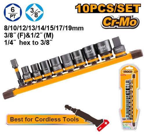 Ingco 10 Pcs 3/8"DR. Impact socket set HKISSD38104