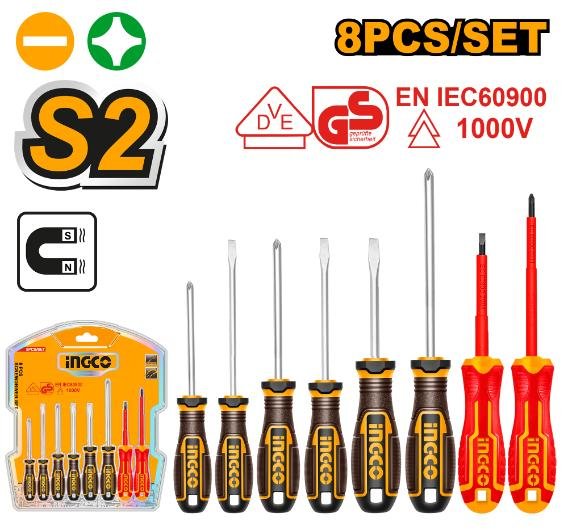 INGCO HKSDS0838 8 pcs Screwdriver Set
