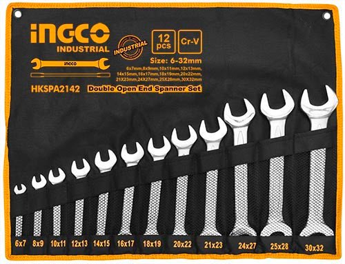 INGCO 12Pcs Double open end spanner set HKSPA2142