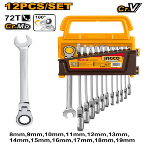 INGCO 12pcs Flexible Ratchet Spanner Set HKSPAR1123