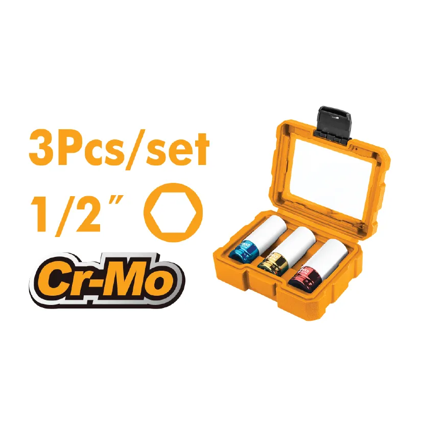 INGCO HNMLNS031 3 pcs 1 / 2" Non-marring Lug Nut Socket Set
