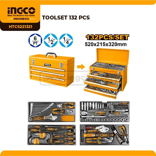 INGCO HTCS221321 132 pcs Tool Chest Set