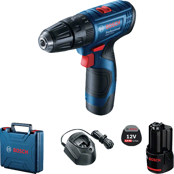 BOSCH Cordless Percussion Driver Drill, 10mm, 12V, Li-ion, Extra Battery Included GSB120 LI Professional