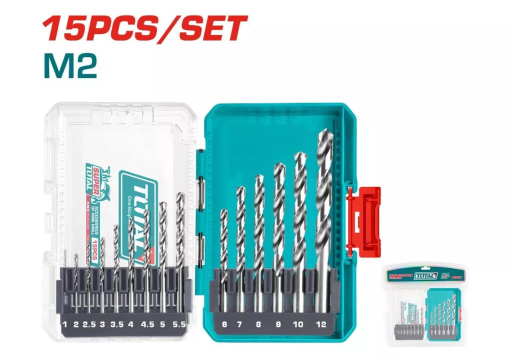 TOTAL 15 Pcs M2 HSS drill bits set TACSDL51508