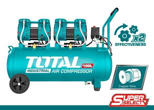 TOTAL Air compressor 2X1200W 100L TCS2241008