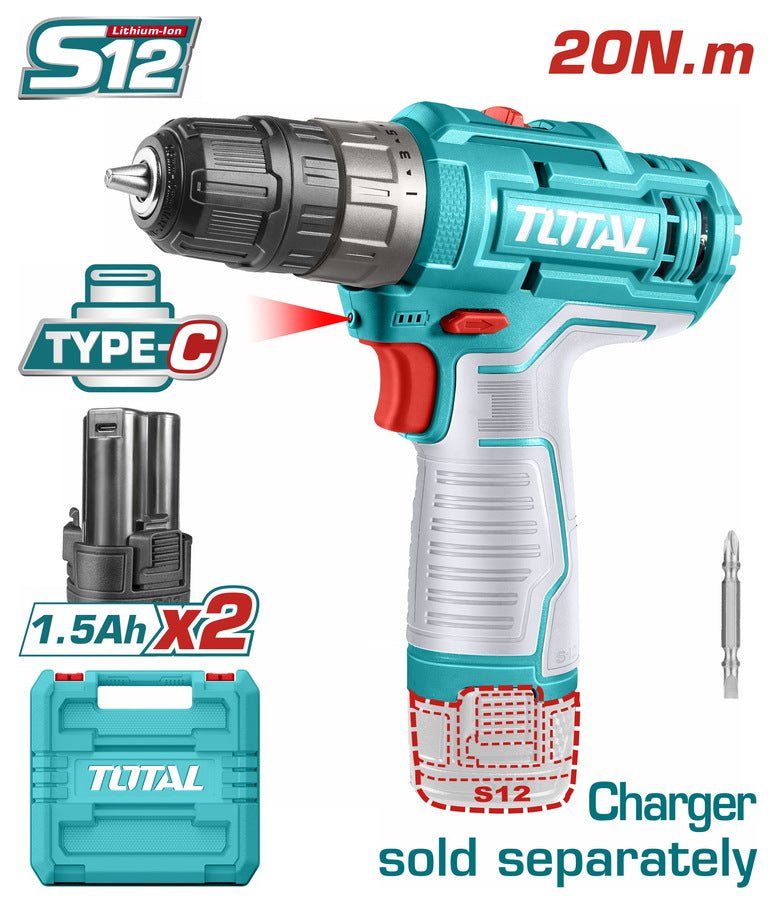 TOTAL Lithium Ion cordless drill 12V TDLI12202