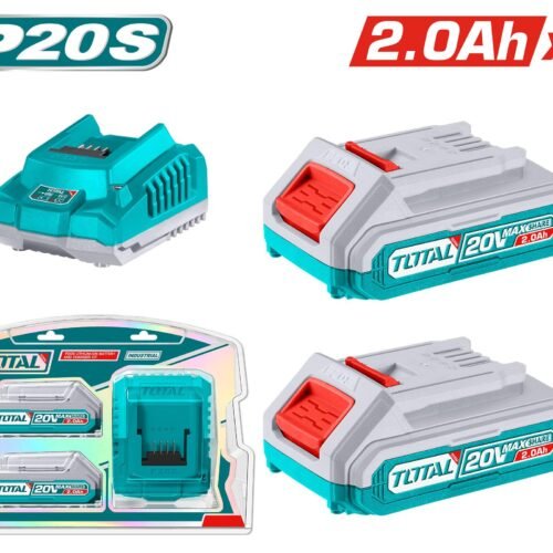 TFBCPK1222.jpg TOTAL P20S Cordless battery and charger kit 20V 2.0AH TFBCPK1222