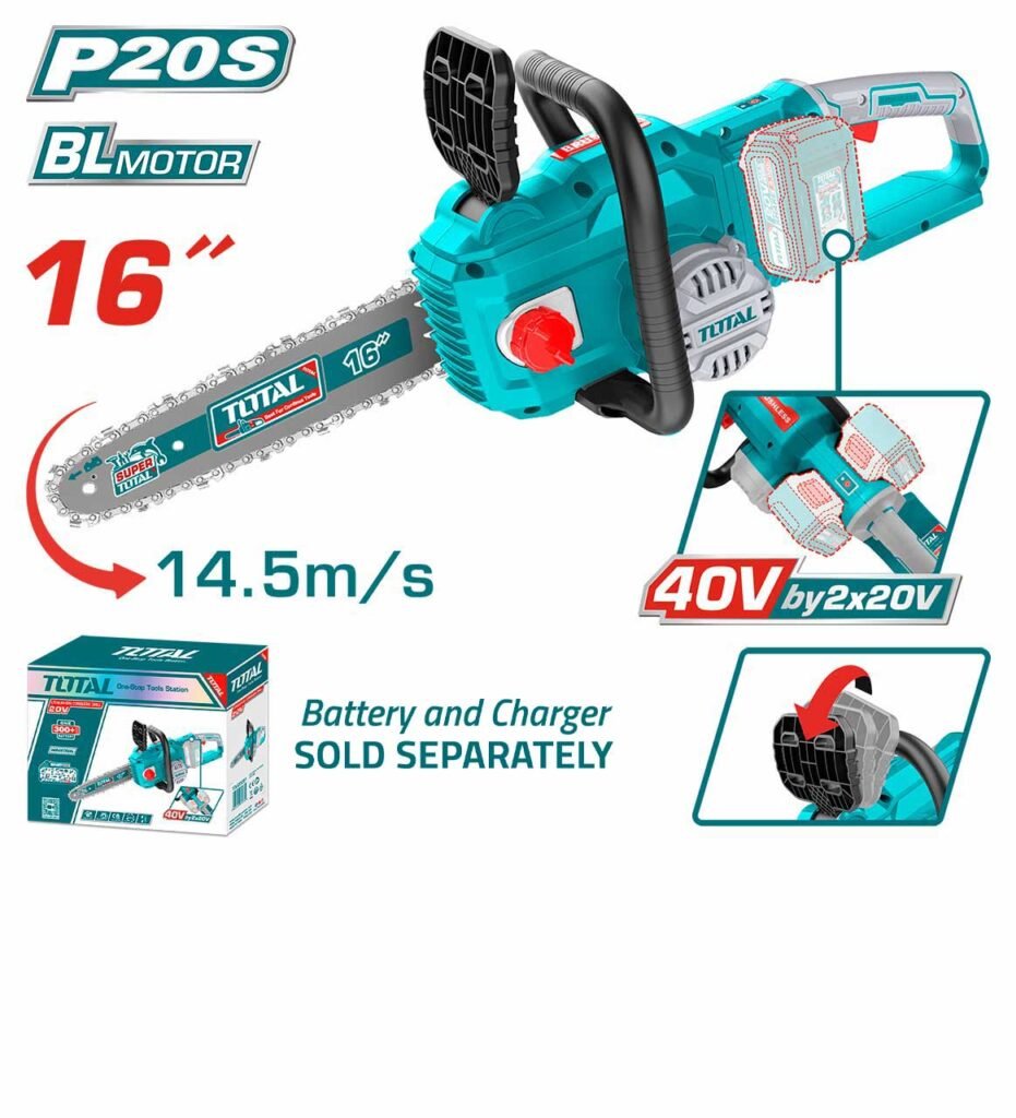 TOTAL Lithium-Ion chain saw 40V Brushless Motor 16 Inch TGSLI40168