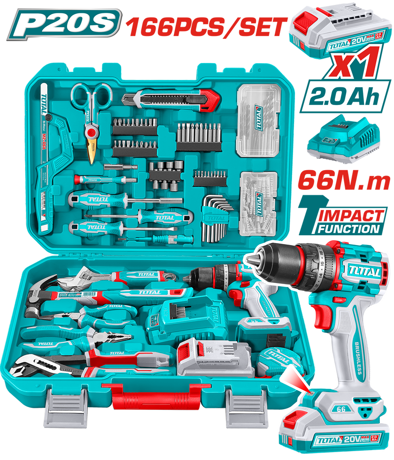 TOTAL 166 Pcs Tool set THKTHP41667