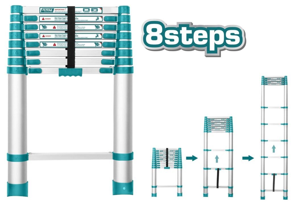 TOTAL Telescopic ladder 2580mm THLAD08081