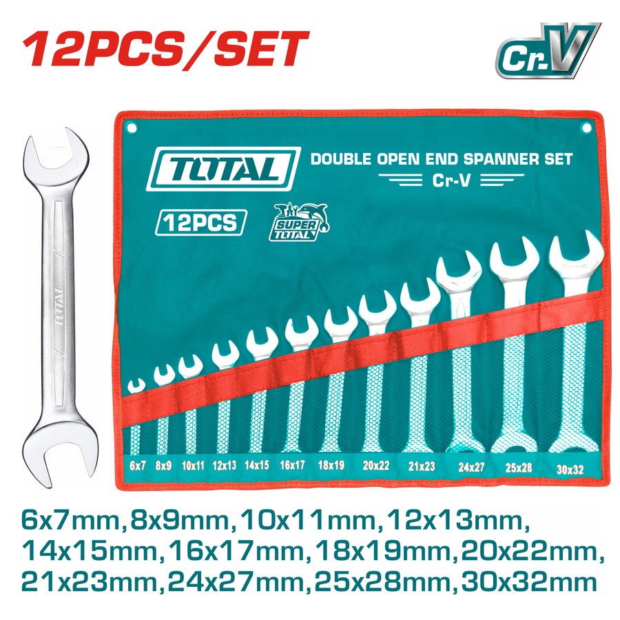 TOTAL 12 Pcs double open end spanner set THT1023121
