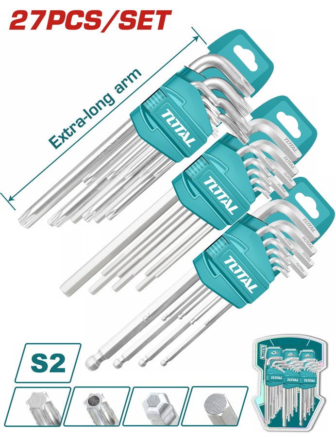 TOTAL 27 Pcs Hex key and torx key set THT106KT0271