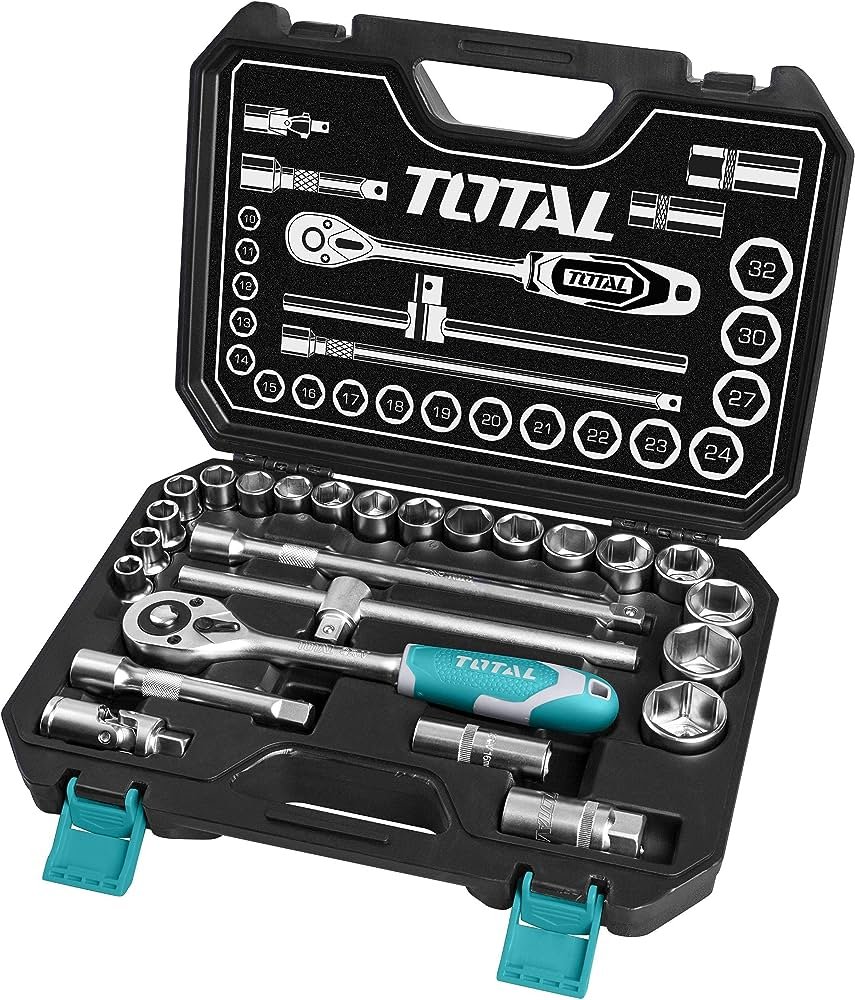 TOTAL 25 Pcs 1/2" socket set THT121251