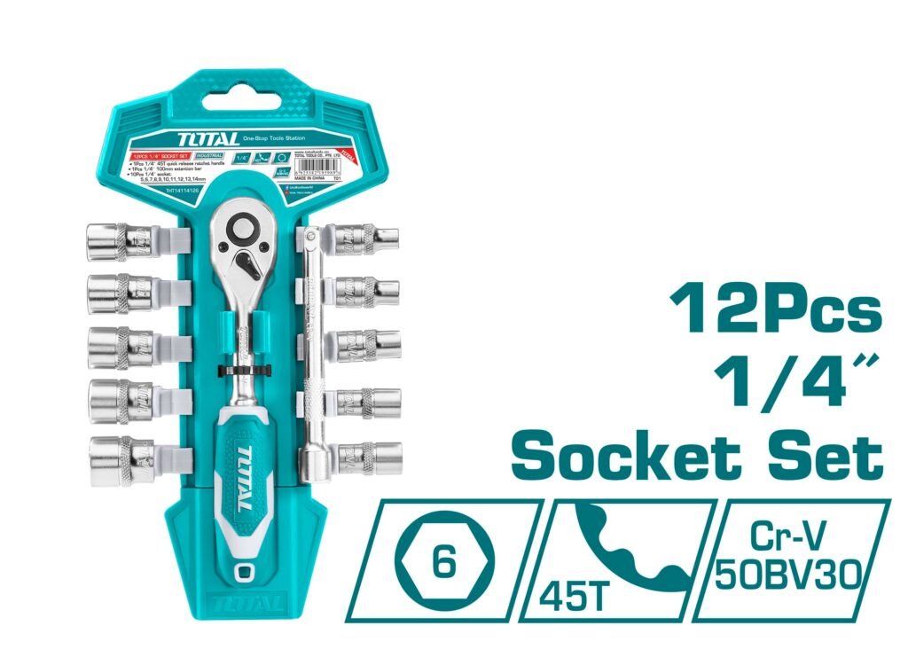 TOTAL 12Pcs 1/4 socket set THT14114126