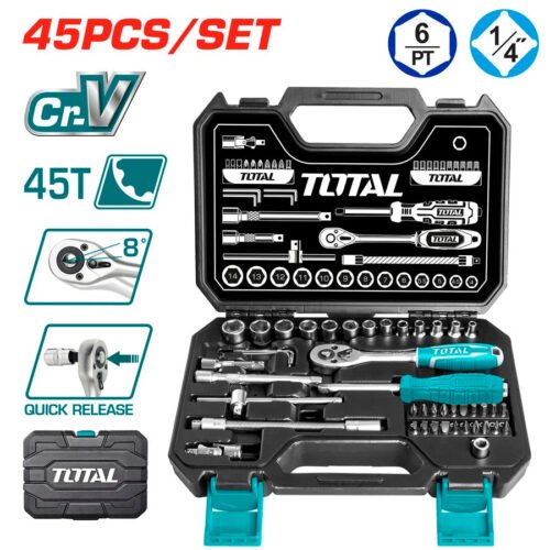 TOTAL 45 Pcs 1/4" socket set THT141451