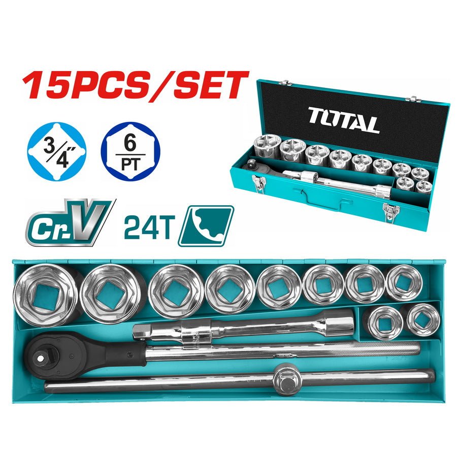 TOTAL 15 Pcs 3/4" socket set THT341151