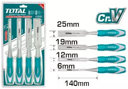 TOTAL 4 Pcs Wood chisel set THT41K01