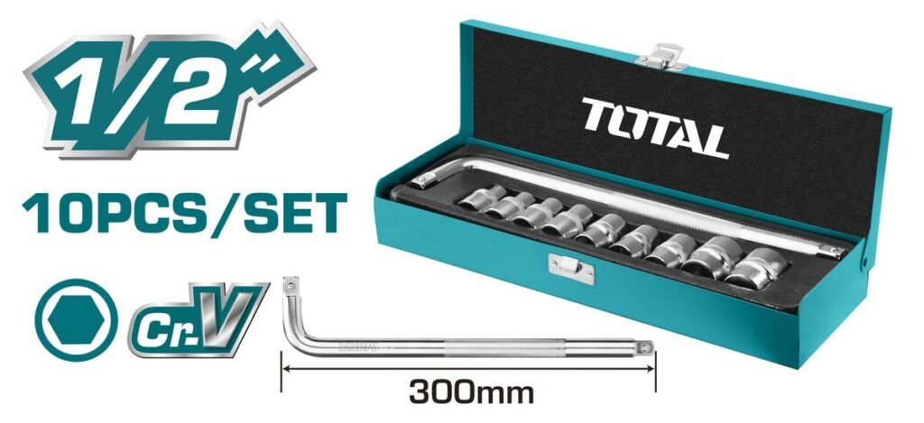 TOTAL 10Pcs 1/2" Socket Set THTL121101