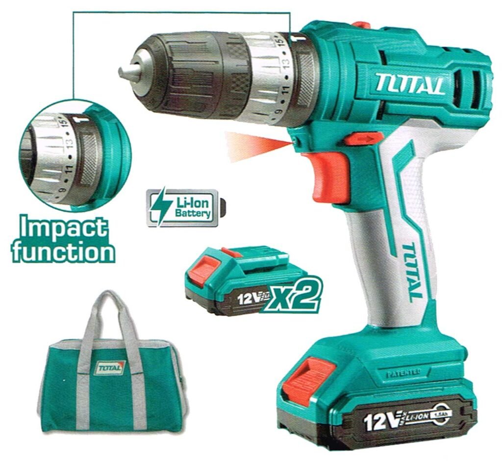 TOTAL Lithium-Ion impact drill 12V 10mm TIDLI1222