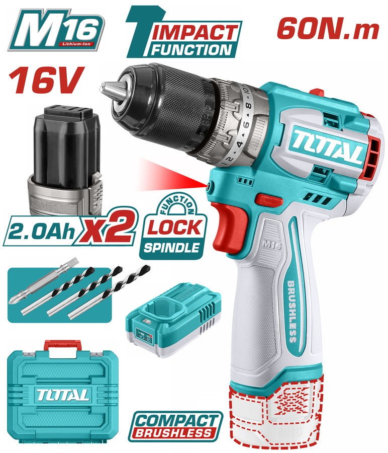 TOTAL Compact Brushless Cordless Impact Drill TIDLI16682