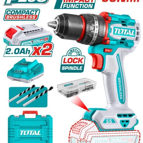 TOTAL Compact Brushless Cordless Impact Drill 20V TIDLI20558