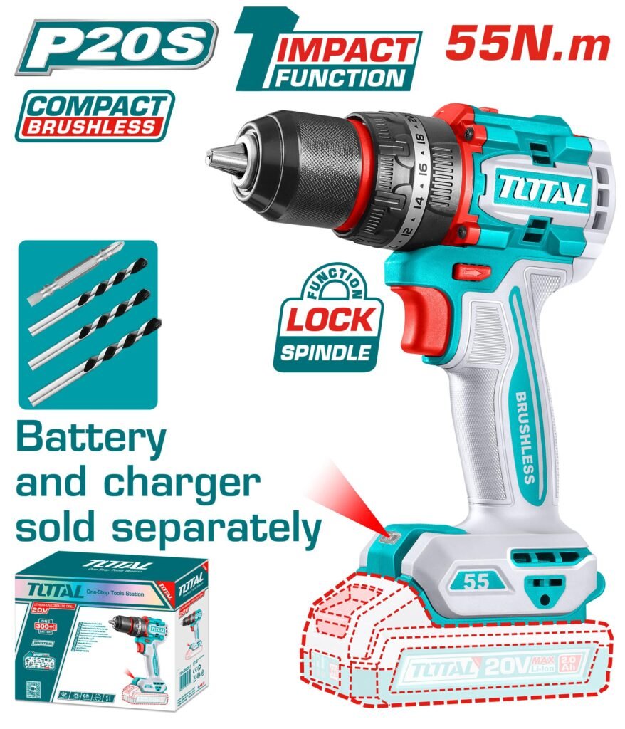 TOTAL Compact Brushless Cordless Impact Drill 20V TIDLI205581