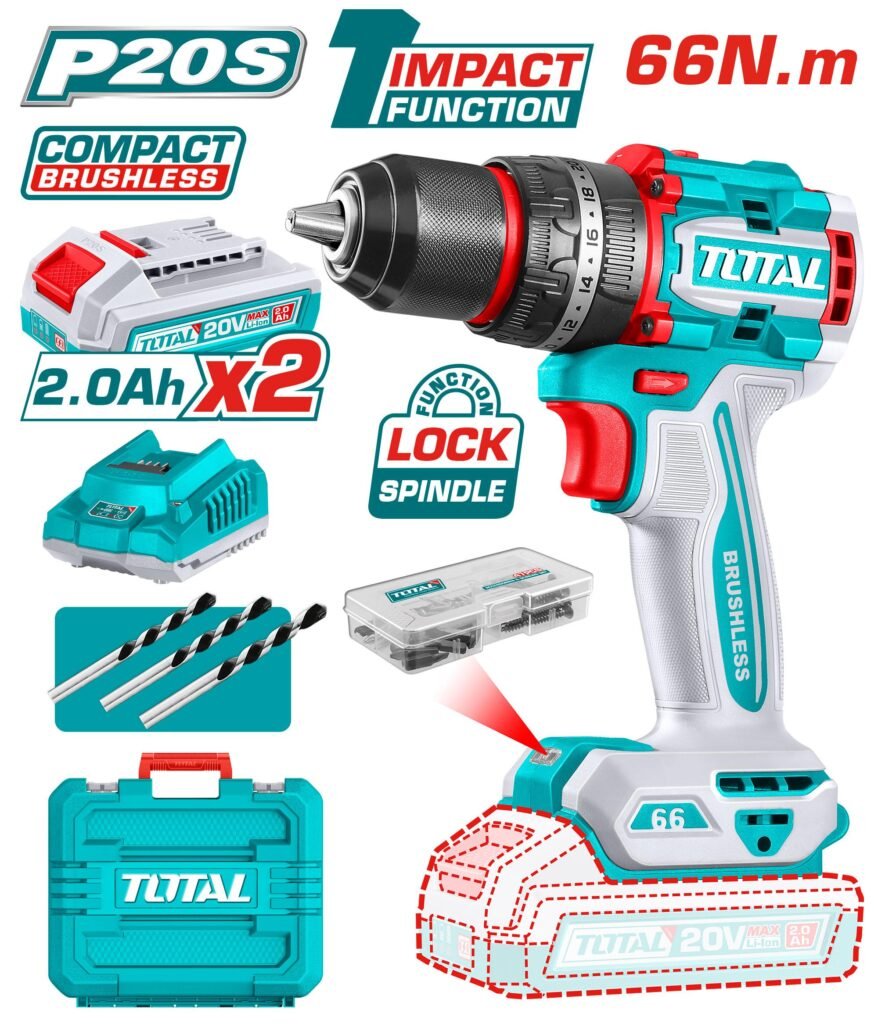 TOTAL Compact Brushless Cordless Impact Drill 20V TIDLI20668